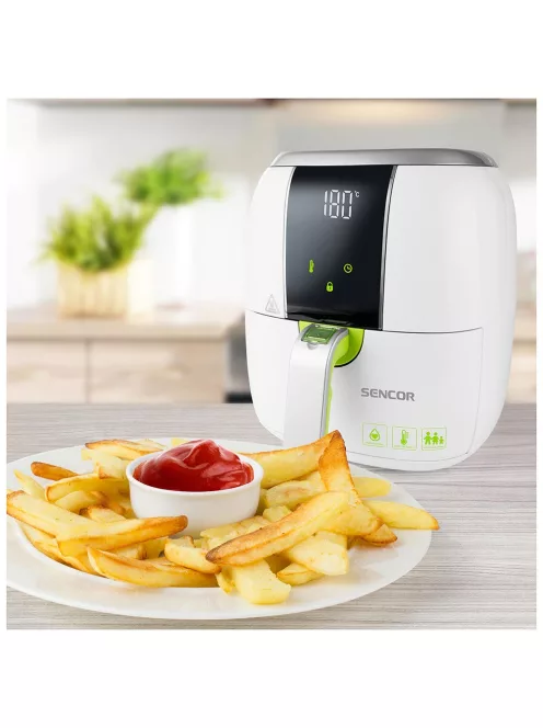 Фритюрник с горещ въздух Sencor SFR 5320WH, 1400 W, 3L, Бял/Зелен - Код G5220