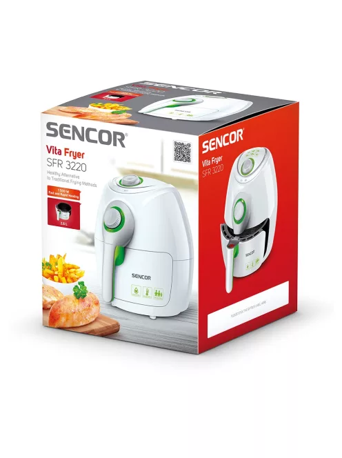 Фритюрник с горещ въздух Sencor SFR 3220WH, 1 500W, 2.6L, Бял/Зелен - Код G5221