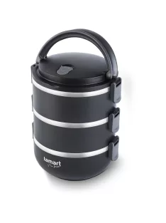   Термо кутия за храна LAMART LT6023 TEMP, 3 броя, Вместимост 1.8л., Черен - Код G5512