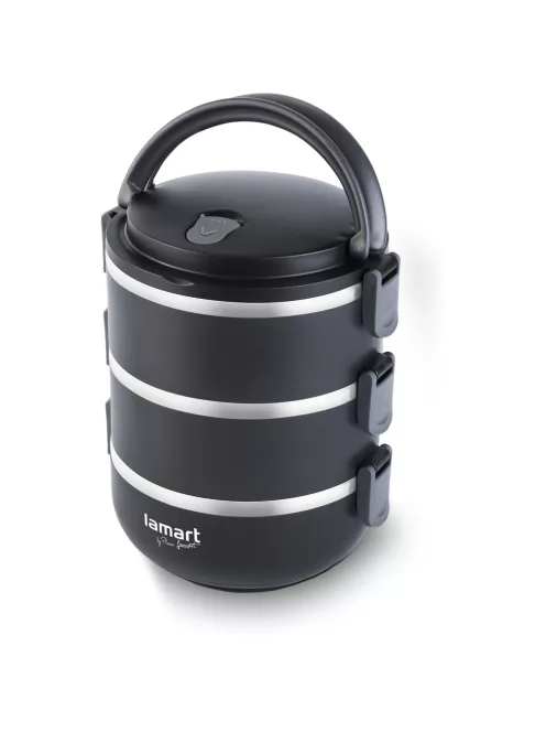 Термо кутия за храна LAMART LT6023 TEMP, 3 броя, Вместимост 1.8л., Черен - Код G5512