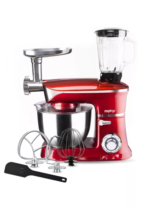 Кухненски робот ZEPHYR ZP 1115 QBM, 3в1, 1900W, 6,5 литра, Червен - Код G8278